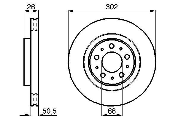 BOSCH 0986478454 ÖN FREN AYNASI HAVALI VOLVO V70 97-00 C70 97-05 S70 96-00 XC70 97-02 302x26x5DLxHAVALI
