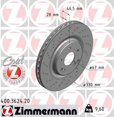 ZIMMERMANN 400.3624.20 FREN DISKI ON MERCEDES AMG W203 CL203 S203 C209 A209 R171