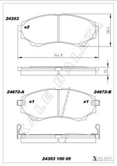 KALE 24353 150 05 ANS KD11 ON FREN BALATASI MAZDA 4 4 B 2500 RANGER 02>06 2.5TD / 3.0TD 06>12