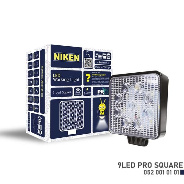 NIKEN 0520010101 CALISMA LAMBASI 9 LEDLİ KARE 22-27 W