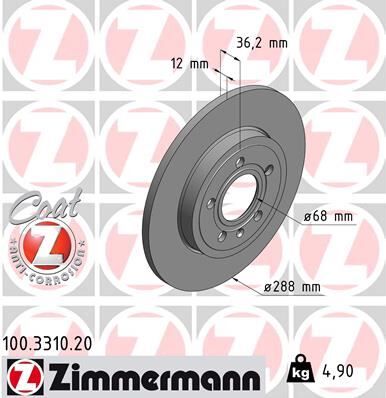ZIMMERMANN 100.3310.20 ARKA FREN AYNASI A4-A4 AVANT 8ED.B7 2.0 TFSI/2.0 TDI/2.5 TDI/2.7 TDI.3.0 QUATTRO.3.0 TDI.3.2 FSI 986479252-DF4756