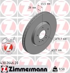 ZIMMERMANN 430.2646.20 ÖN FREN AYNASI INSIGNIA B 2017 >> 17 İNÇ 321x28x5DL HAVALI