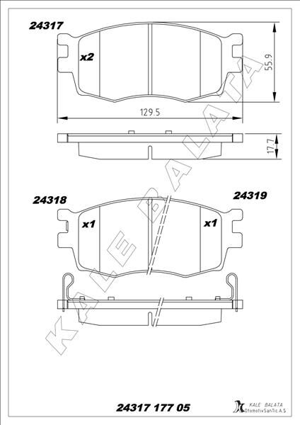 KALE 24317 177 05 ANS KD13 ÖN FREN BALATA HYUNDAI ACCENT ERA 1.4L 1.6L benzinli 06-10 1.5L CRDi dizel 06-> / İ20 1.4L D4FC CRDi dizel 08-> / KIA RIO 1.4L 1.6L benzinli 05-> 1.5L CRDİ 06->