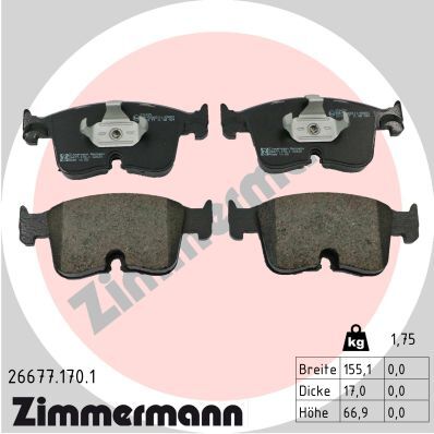 ZIMMERMANN 26677.170.1 FREN BALATASI ÖN GOLF8-A3-LEON-OCTAVİA 2020>