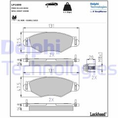 DELPHI LP1699 ÖN FREN BALATASI PEUGEOT P206 1.4 1.6 09/98> P306 1.4 1.6 5/93>