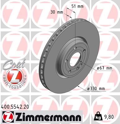 ZIMMERMANN 400.5542.20 FREN DISKI ON MERCEDES W177 V177 W247 C118 X118 H247 X247
