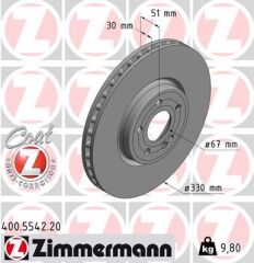 ZIMMERMANN 400.5542.20 FREN DISKI ON MERCEDES W177 V177 W247 C118 X118 H247 X247