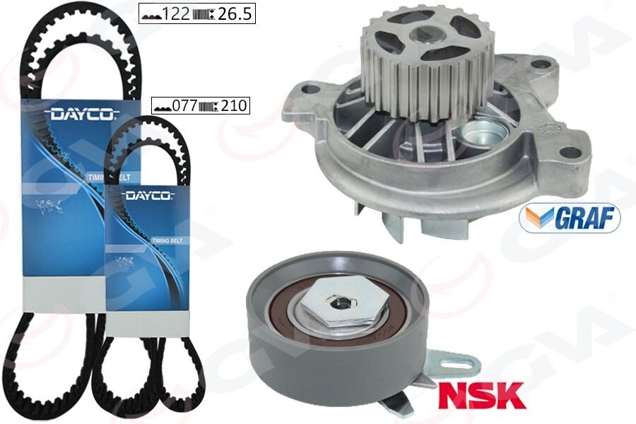 GVA 59WPK7571 DEVİRDAİMLİ TRİGER SETİ 122x26.5 TRANSPORTER T4 2.4D 90-03 AJA K065323XS 2 KAYIŞ 1 GERGİ