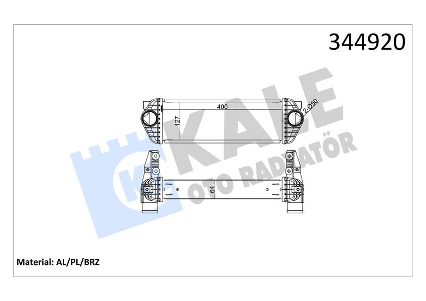 KALE 344920 TURBO INTERCOLL RADYATORU TRANSİT CONNECT TC7 06>14 1.8DI 1.8 TDCI AL PL SYSTEM