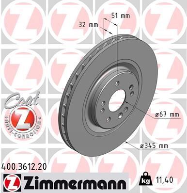 ZIMMERMANN 400.3612.20 FREN DISKI ON MERCEDES ML-CLASS W163
