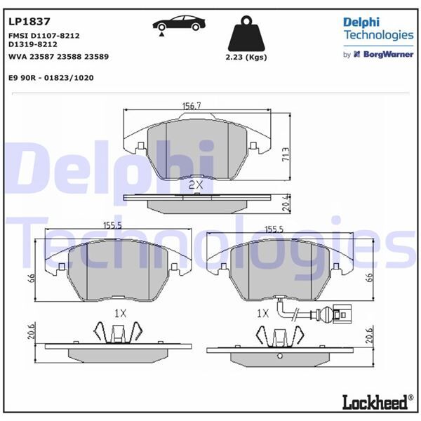 DELPHI LP1837 ÖN BALATA FİŞLİ CADDY III 04 > GOLF IV V VI 97 > JETTA PASSAT 05 > POLO 09 > OCTAVIA 04 >