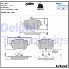 DELPHI LP1837 ÖN BALATA FİŞLİ CADDY III 04 > GOLF IV V VI 97 > JETTA PASSAT 05 > POLO 09 > OCTAVIA 04 >