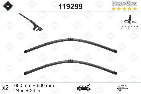 VALEO 119299 SILECEK SUPURGESI TAKIMI 600mm / 600mm MERCEDES W204 S204 C204 C218 X218 W212 S212 C207 A207 SWF