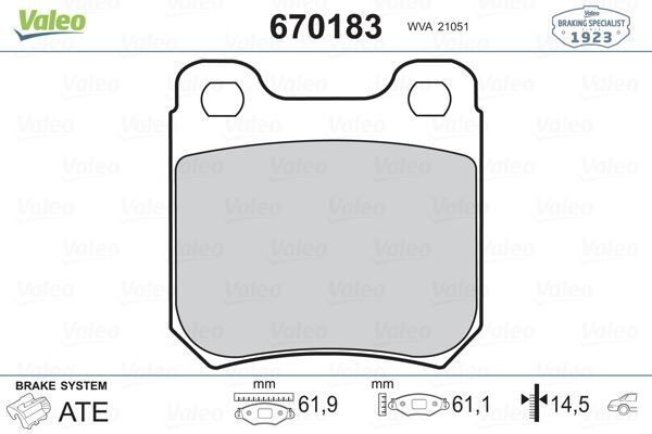 VALEO 670183 ARKA BALATA VECTRA B 95-00 OMEGA A 86-94