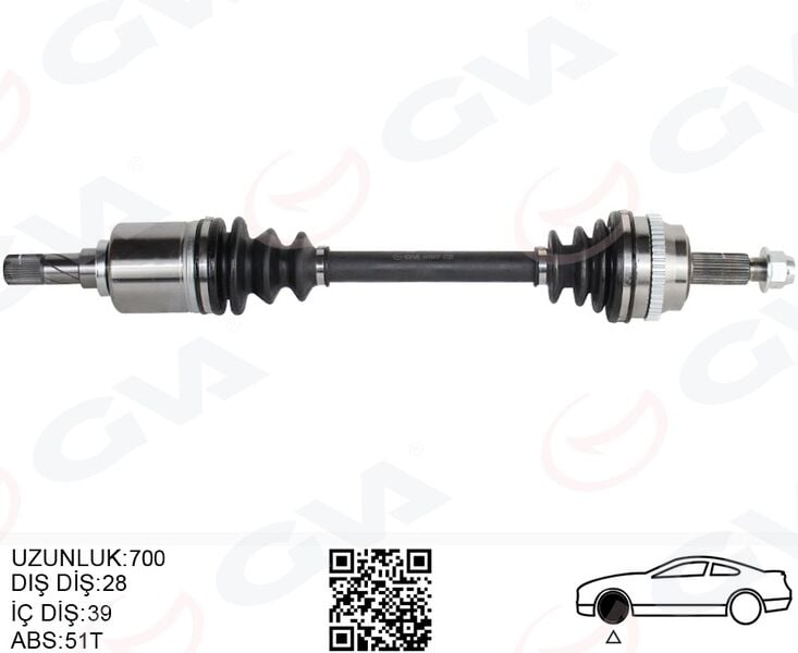 GVA 4419037 ÖN AKS SOL RENAULT MASTER II FD 2.5 DCI ABSLI 51 DIS 28X39 06-10