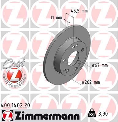 ZIMMERMANN 400.1402.20 FREN DISKI ON MERCEDES 190 W201