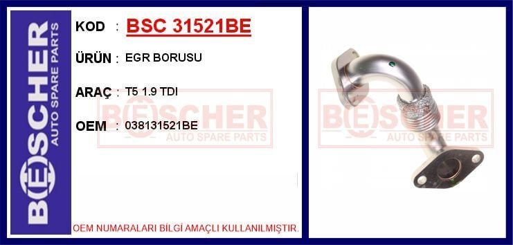 BSC 31521BE EGR BORUSU T5 1.9 TDI