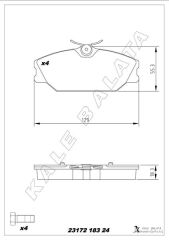 KALE 23172 183 24 ANS KD13 ÖN FREN BALATASI RENAULT MEGANE 99> LAGUNA 95> SCENIC 99> LOGAN 06> SAFRANE 96>00