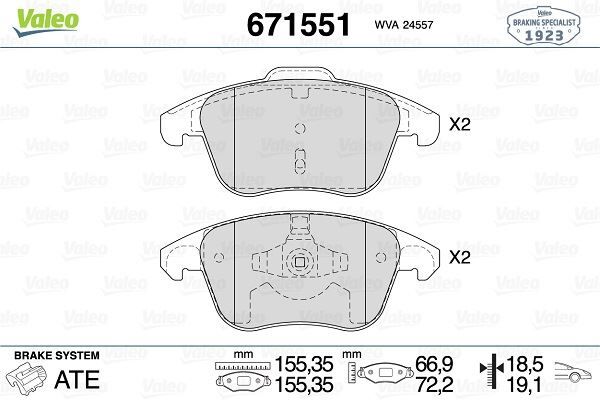 VALEO 671551 ÖN FREN BALATASI CORSA F e 19> MOKKA e 20> 208 19> 2008 19> C4 20> DS3 18>