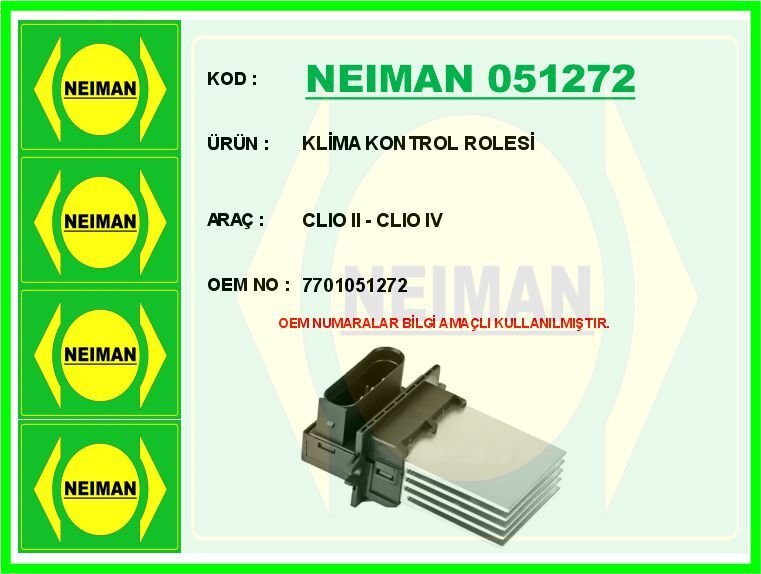 NEIMAN 051272 KLİMA KONTROL ROLE CLIO II - CLIO IV