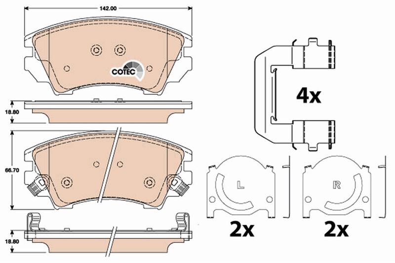 TRW GDB1783 ÖN BALATA OPEL ASTRA J 12 >14 > INSIGNIA 08 >11 > ZAFIRA 11 > SAAB 9.5 10 >17 JANT GDB1783