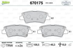 VALEO 670175 ARKA FREN BALATASI OPEL INSIGNIA B 17>16 16 INÇ