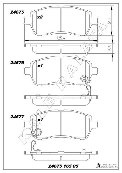 KALE 24675 165 05 ANS KD13 ÖN BALATA FIESTA VI 1.4-1.4TDCİ 1.6 TDCI 08 >SWIFT 10 > JUSTY 07 > MAZDA II 07 > SIRION 08 >