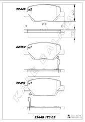 KALE 22449 173 05 ANS KD13 ARKA BALATA FIAT EGEA 16> 1.3D MTJ 1.4 1.6E-TORQ 1.6D MTJ