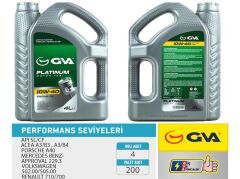 GVA 9920322 MOTOR YAĞI 10W40 4 LT PLATINUM YARI SENTETİK API SL/CF