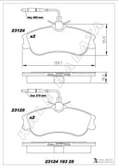 KALE 23124 193 25 ANS KD13 ÖN BALATA PARTNER-BERLINGO 07/96 > XSARA 04/97 > P306 05/93-05/01 FİŞLİ