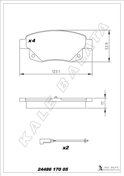 KALE 24486 170 05 ANS KD20 ARKA FREN BALATASI TRANSIT V347-V348 06>11 FISLI