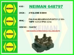 NEIMAN 648797 ATEŞLEME BOBINI PALIO-ALBEA-BRAVO-PUNTO 1.2 16V-TMPR 1.4-1.6-TPSX 2.0 ie