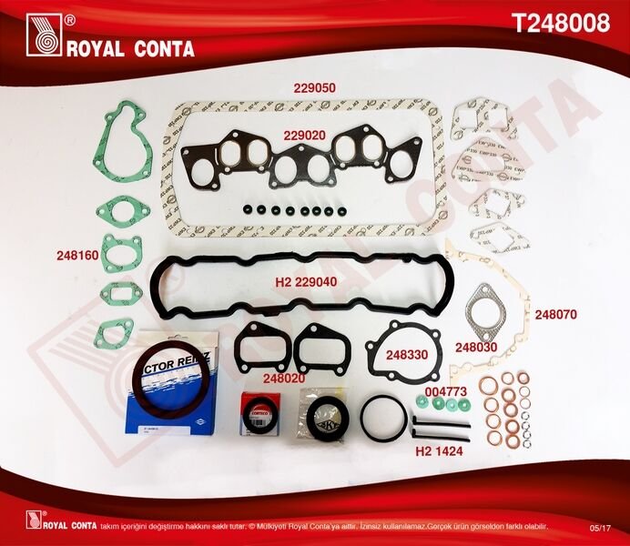 ROYAL T248008 MOTOR TAKIM CONTA SKT KEÇELİ SKC SİZ P205-P305-P306-PARTNER 1.8D XUD7