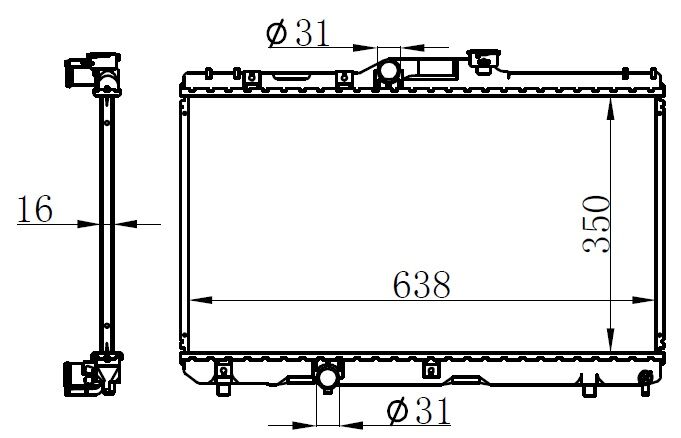 ORIS BTO057016 RADYATÖR BRAZİNG COROLLA 92-97 AE 101 AC KLİMASIZ MEK 350x638x16