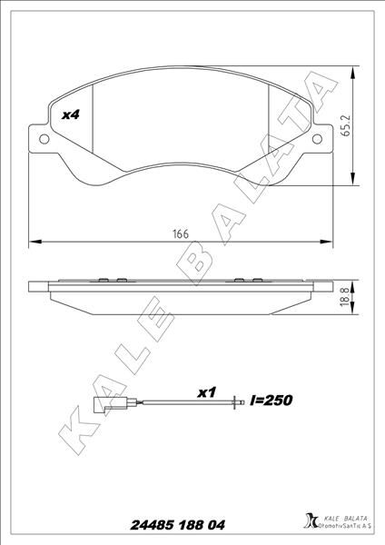KALE 24485 188 04 ANS KD20 ON FREN BALATASI TRANSIT V347 06>14 O.CEKER FISLI