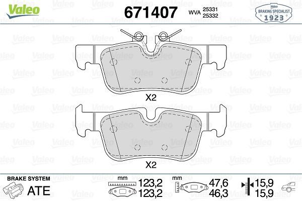 VALEO 671407 FREN BALATASI ARKA BMW F40 F44 F45 F46 F48 F49 F39 . MINI F54 F60