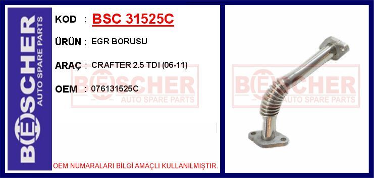 BSC 31525C EGR BORUSU CRAFTER 2.5 TDI 06-11