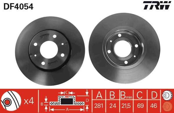 TRW DF4054 ÖN FREN DİSKİ HAVA KANALLI MITSUBISHI CARISMA 1.6L 4G92 DA1A 95-> 1.8L GDI 4G93 DA2A 95-> 1.9L DI -D F9Q dizel DA5A 00-05 / SPACE STAR 1.3L 1.6L DG1A 98-> / VOLVO S40 1.6 1.8 1.9 2.0 T 95/04 V40