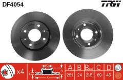 TRW DF4054 ÖN FREN DİSKİ HAVA KANALLI MITSUBISHI CARISMA 1.6L 4G92 DA1A 95-> 1.8L GDI 4G93 DA2A 95-> 1.9L DI -D F9Q dizel DA5A 00-05 / SPACE STAR 1.3L 1.6L DG1A 98-> / VOLVO S40 1.6 1.8 1.9 2.0 T 95/04 V40