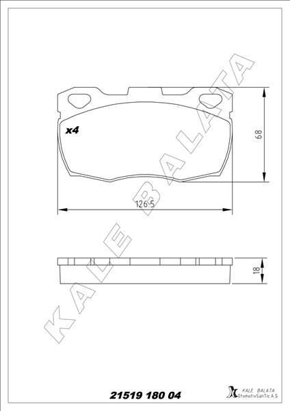 KALE 21519 180 04 ANS KD13 BALATA ÖN DEFENDER 110-2.5 90 TDİ 90-95