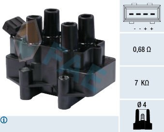 FAE 80223 ATEŞLEME BOBİNİ OPEL VECTRA B 96>02 ASTRA G 98>09 ASTRA F 95>98 VECTRA A 92>95 OMEGA B 94>99 1.8-2.0 16V X18XE-X20XEV