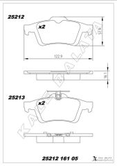 KALE 25212 161 05 ANS KD13 ARKA BALATA FOCUS II CMAX 03> CONNECT 02> LAGUNA III 07> OPEL VECTRA C 02> SIGNUM 03> CITROEN C5 08> PEUGEOT P508 10>18