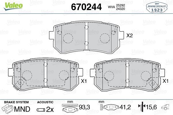 VALEO 670244 ARKA BALATA HYUNDAI İX35 1.6-2.0-2.0 4WD 10 > KIA CERATO II 2.0-1.6 CVVT-2.0 GDI 10 >