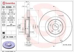 BREMBO 09N39911 ÖN FREN DISK AYNA KUGA III 19> Dış: 330mm