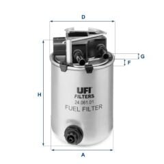 UFI 2406101 YAKIT FİLTRESİ SİYAH SENSÖRLÜ SOKET NISSAN QASHQAI 1.5L K9K dizel J11 6 vites 14-> 1.6L R9M Dci d izel J10 J11 14->