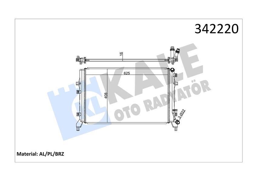 KALE 342220 RADYATÖR VW CADDY III-EOS-GOLF PLUS-GOLF V-VI-JETTA III-JETTA IV-PASSAT-SCIROCCO-TOURAN AL-PL-BRZ