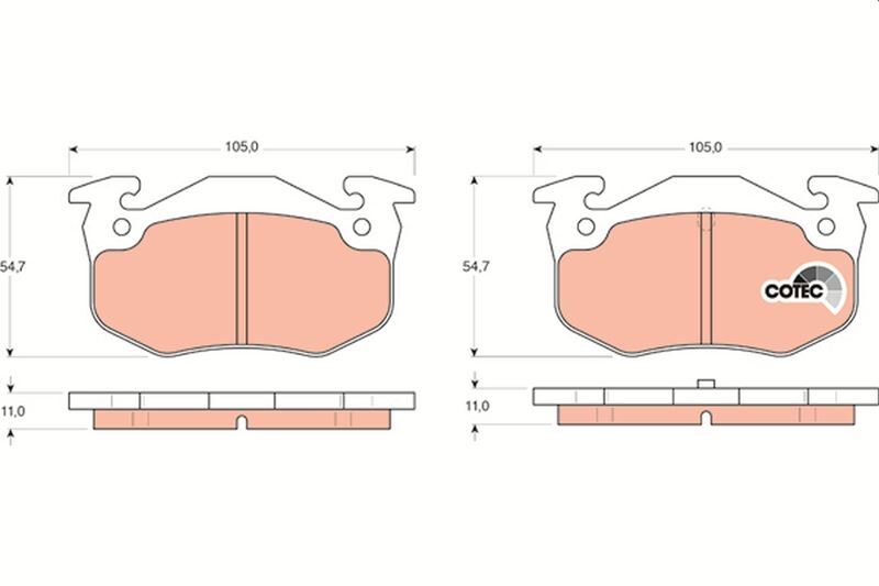 TRW GDB1305 ARKA FREN BALATASI PEUGEOT P106 96>04 P205 87>98 P206 00>09 P306 97>01 P309 89>93 CITROEN SAXO 96>04 XSARA 97>05 ZX 92>97 RENAULT R9-R19- MGN I-CLIO I-II İNCE TİP
