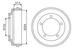 BOSCH 0986477204 ARKA FREN KAMPANASI TARNSIT V185 01>06 Ö CEKER 2.0 TDCI - 254 / 59.5 MM