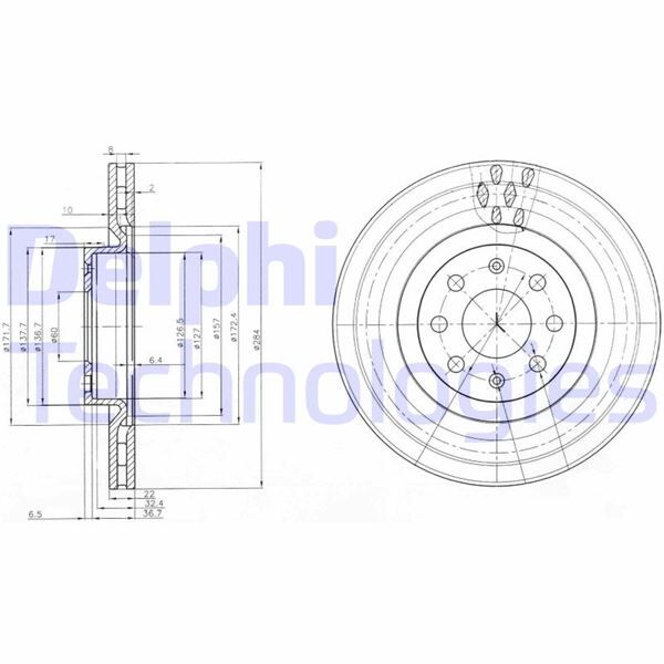 DELPHI BG3944 ÖN FREN AYNASI CORSA D 07> CORSA E 14> ADAM 13> PUNTO EVO-GRANDE PUNTO 05> 284x22x6DLxHAVALI 15 İNÇ 55702646