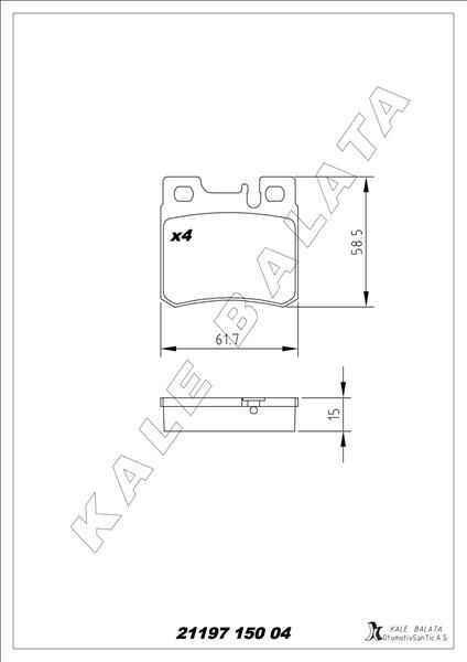 KALE 21197 150 04 MSH KD11 FREN BALATASI ARKA MERCEDES W201 W202 W210 W124 R170
